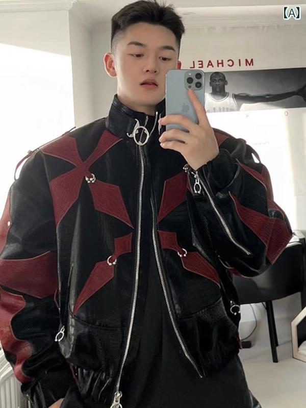 楽天市場】レザージャケット PU 革ジャン クロコダイル柄 アウター 黒