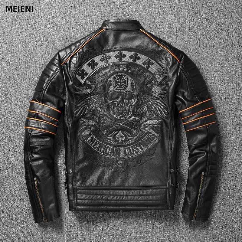 楽天市場】レザージャケット 上品 本革 ドクロ カウハイド ライダース