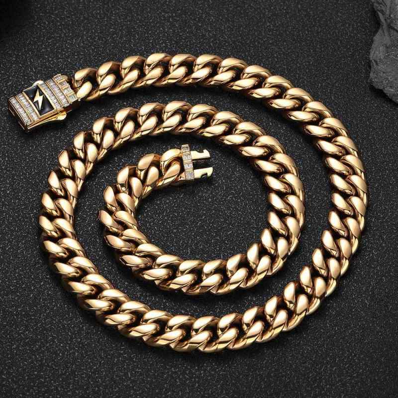 キューバチェーン ネックレス ジルコニア ブレスレット チタン メンズ ヒップホップ ストリート アクセサリー ファッション アクセント ブリンブリン