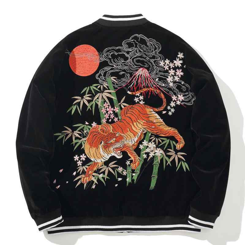 hoshihime 別珍 スカジャン スーベニアジャケット ブラック 虎 蛇 tops-23704-m.jpg