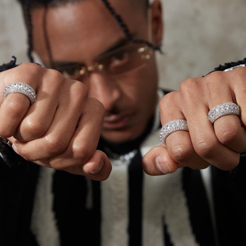 指輪 ヒップホップ ラッパー リング ジルコニア メンズ アクセサリー アメリカン デザイン おしゃれ ファッションアイテム シルバー ラインストーン キラキラ ジュエリー