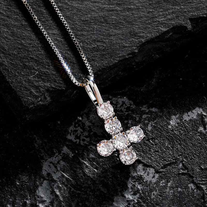 十字架 クロス ペンダント ネックレス メンズ レディース ストリート ジルコニア キラキラ シルバー チャーム アクセサリー ファッション シンプル ワンポイント