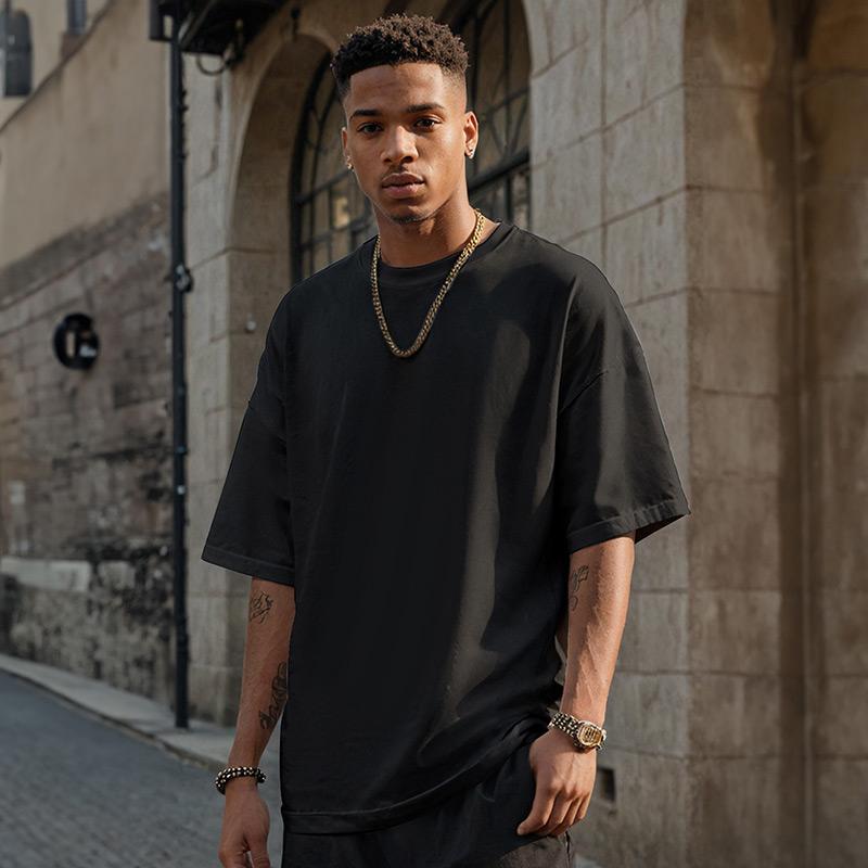 ストリート Tシャツ オーバーサイズ アメリカン ブラック おしゃれ 着回し ソリッドカラー ファッション レイヤリング 半袖 大きめサイズ メンズ 半袖 ユニセックス 夏