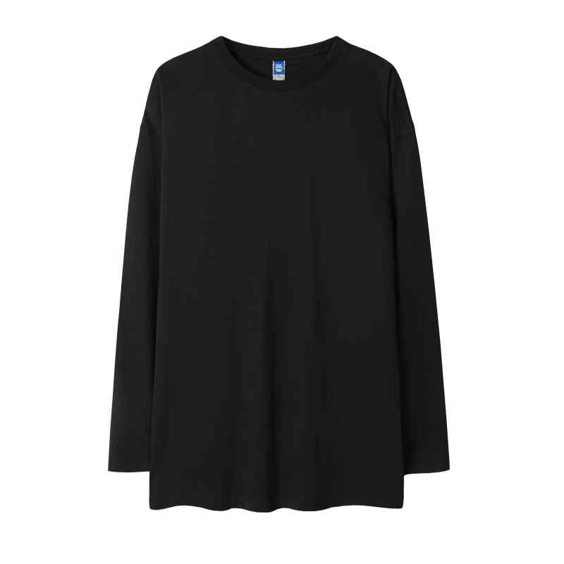 Tシャツ 長袖 オーバーサイズ メンズ カジュアル ストリート ロンT トップス 黒 春秋 スタイル コットン レイヤリング シャツ ラウンドネックプルオーバー 無地 大きめ サイズ
