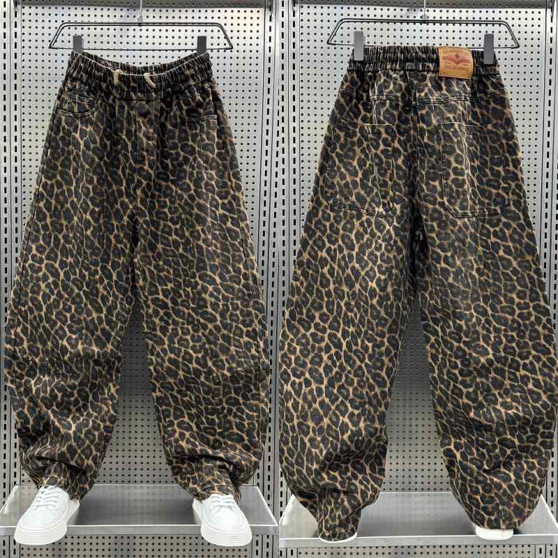 ストレートパンツ ヒョウ柄 ジーンズ デニム アメリカン レトロ 505ZX ルーズストレート ヴィンテージ デニムパンツ ジーンズ