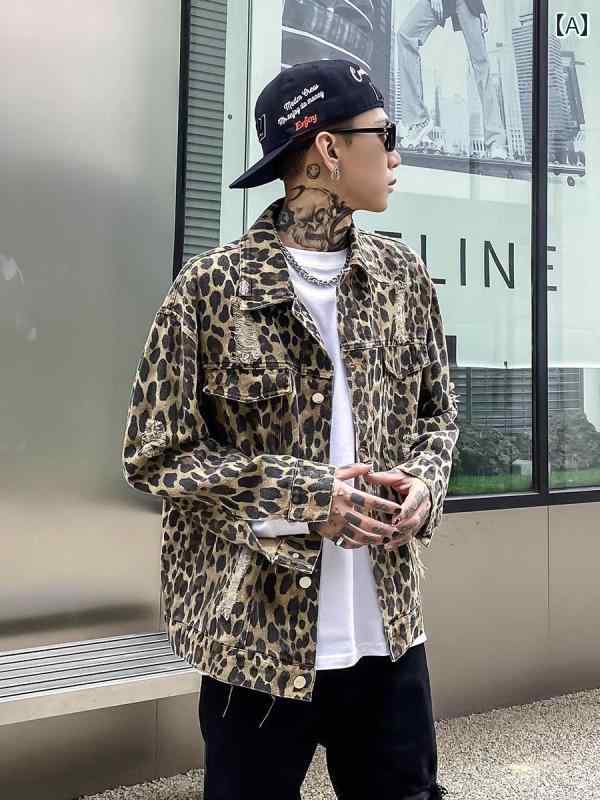 楽天市場】デニム ジャケット 男性 Y2K アメリカン レトロ ヒョウ柄