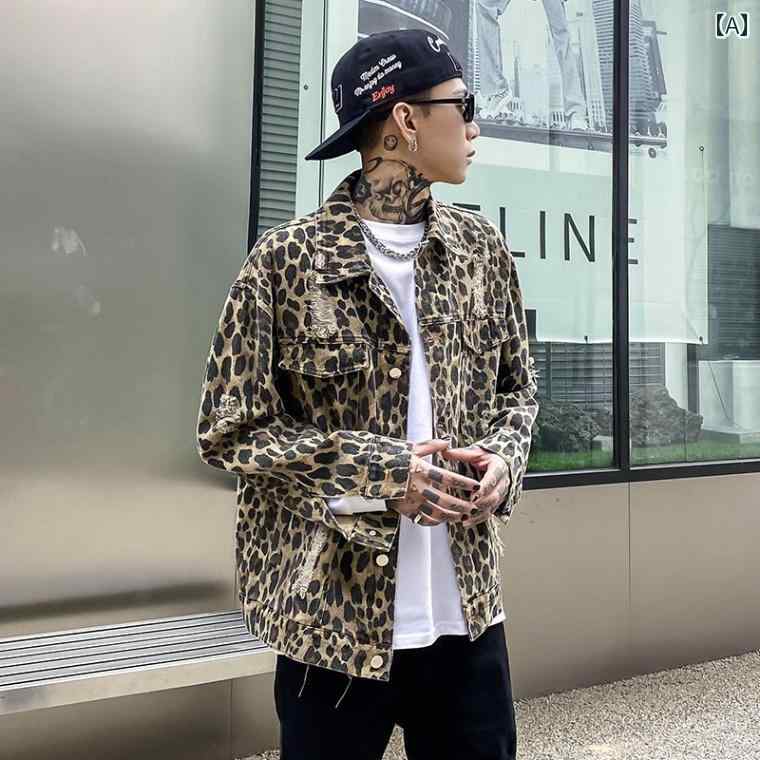 楽天市場】デニム ジャケット 男性 Y2K アメリカン レトロ ヒョウ柄