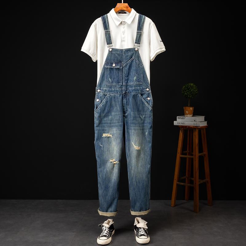 オーバーオール サロペット 春秋 ワークウェア デニム ジャンプスーツ メンズ ストレート パンツ レディース ウォッシュ サスペンダー