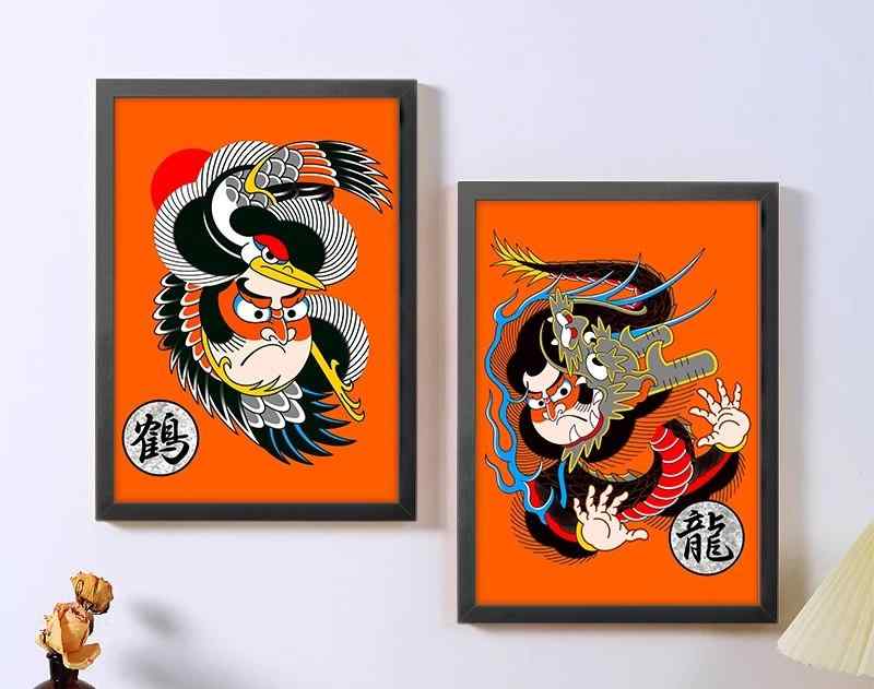 【楽天市場】入れ墨 タトゥー ポスター 額縁 A4 A3 フォトフレーム 侍 動物モチーフ 絵画 アート 伝統的 イラスト 描画 ...