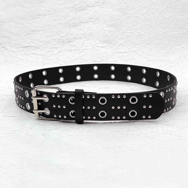 楽天市場】1連スタッズ レザーベルト（ ブラック×シルバー