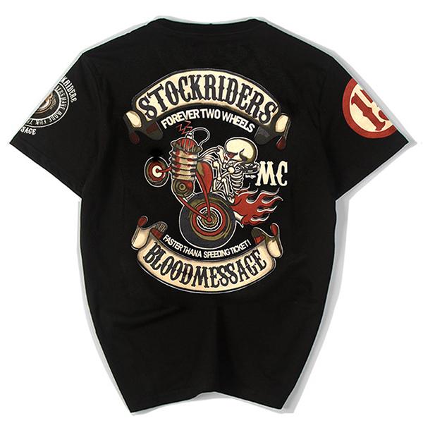 Tシャツ 半袖 ライダース トップス ヒップホップ スカル メンズ 西海岸 アートプリント バイク ロック ユニーク ラウンドネック 7,778円