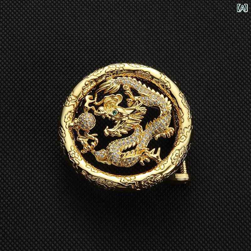 ドラゴン バックル ヘッド ベルトバックル エンブレム 円形 ゴールド シルバー 光沢 彫刻 立体的 キラキラ メンズ ギフト 高級感 おしゃれ 輝き 華やか｜Hanbok Home