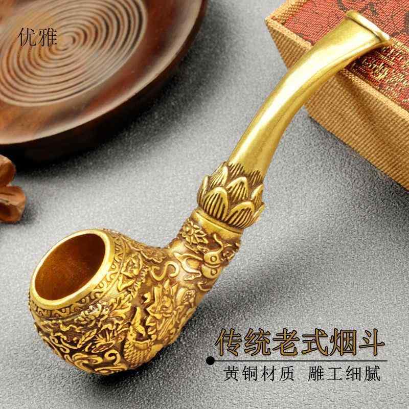 キセル 喫煙パイプ タバコ おしゃれ レトロ 真鍮 煙管 伝統的 喫煙具 銅 乾燥 タバコロッド 取り外し可能 金属 メンズ コレクション ユニーク スタイリッシュ ギフト