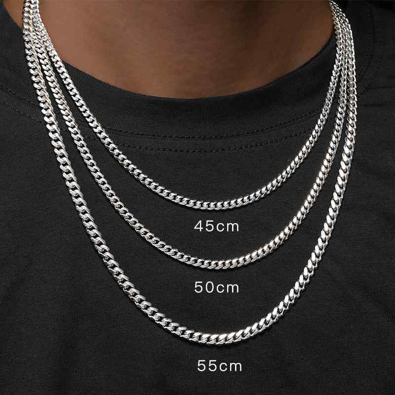 ネックレス ストリート おしゃれ 925 シルバー 3mm チェーン メンズ ヒップホップ 薄手 シルバー 男性用 プレゼント 鎖骨 プレーン チェーン