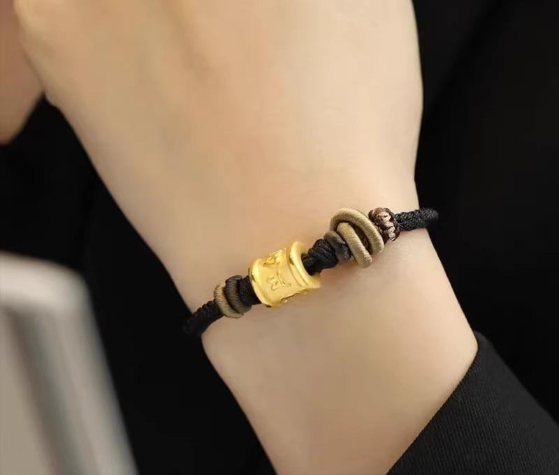 ブレスレット 仏教 六字真言 アクセサリー 中国 ゴールド 6文字 マントラ メンズ 足用 金 ギフト トランスファー ビーズ 編み込み 彼氏 誕生日|Hanbok Home