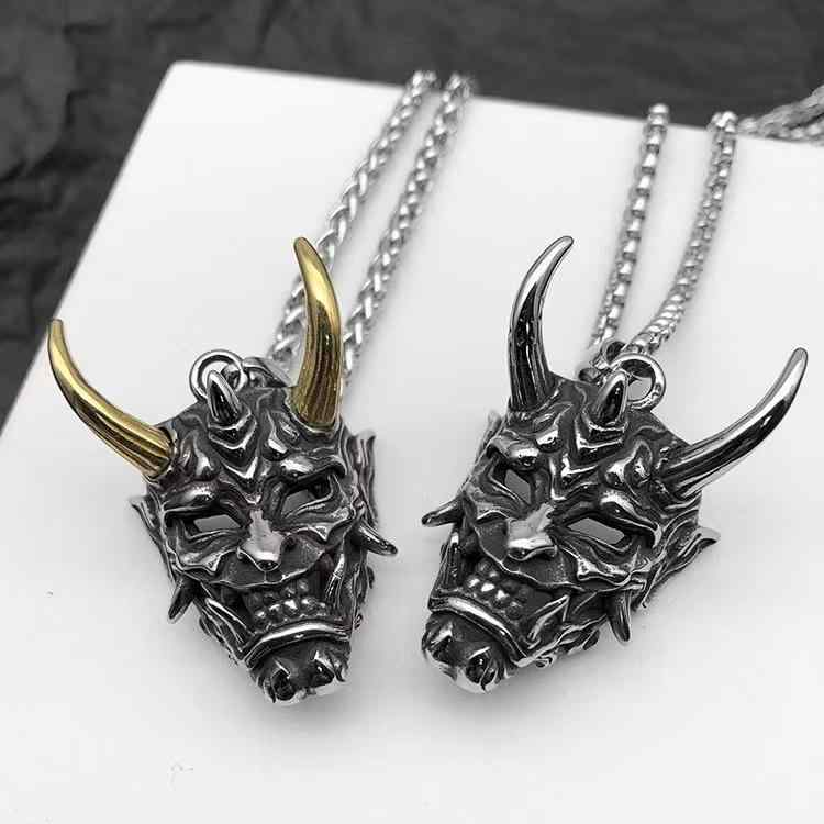 般若 ペンダント シルバー アクセサリー メンズ ファッション ネックレス ヒップホップ ストリート ロック センス 個性的 ユニーク 高級感 カジュアル おしゃれ