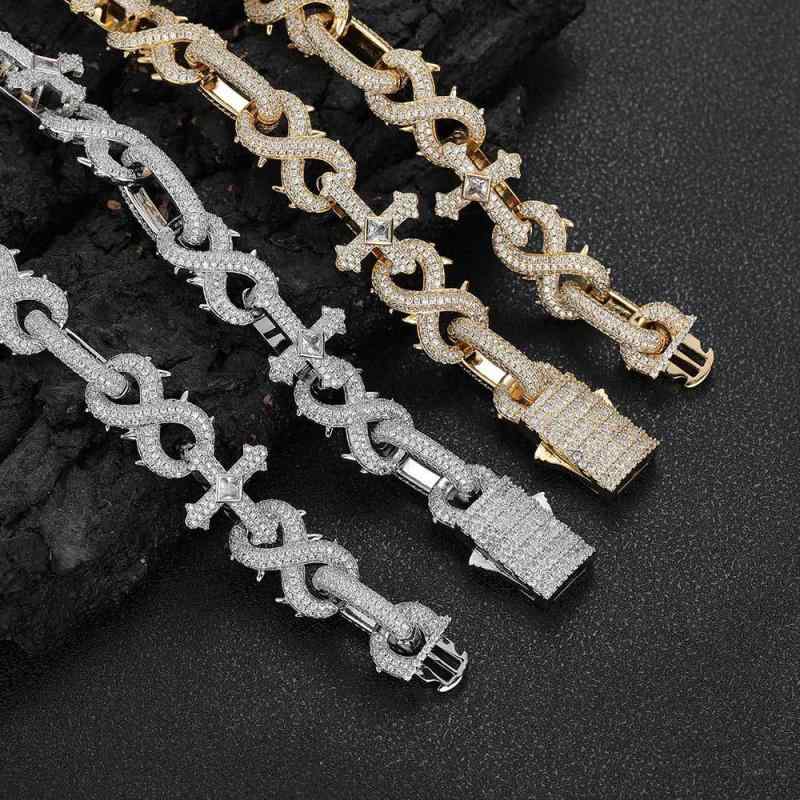 十字架 ネックレス ヒップホップ ジュエリー メンズ とげ クロス キューバチェーン ジルコニア アクセサリー ファッション キラキラ