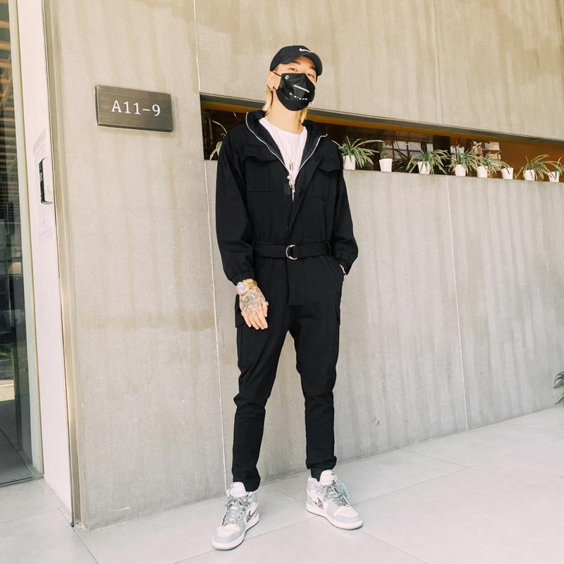 つなぎ メンズ 春夏秋冬 男性 ユニセックス カジュアル ジャンプスーツ 長袖 ジッパー ロングパンツ フード ポケット ベルト オーバーオール ワークウェアー 作業着 ゆったりフィット