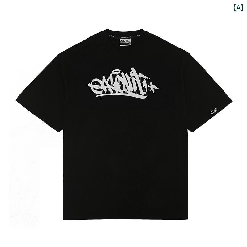 Tシャツ トップス メンズ ストリート カジュアル グラフィティ 西海岸 WESTCOAST ゆったり コットン ラウンドネック リラックス カップル 半袖