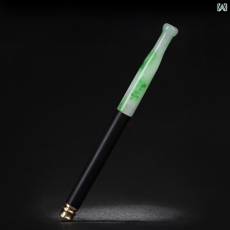 喫煙パイプ タバコ 煙管 喫煙具 ストレート ロング 翡翠 玉石 光沢 フィルター メンズ ギフト プレゼント 趣味 コレクション アンティーク モダン おしゃれ 個性的 高級感