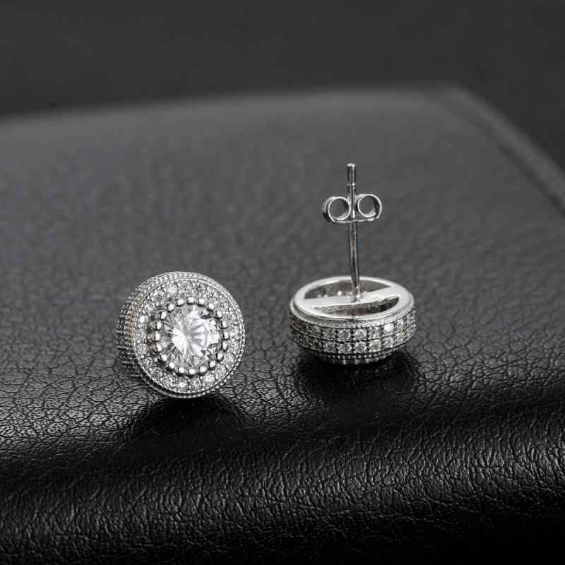 ピアス キラキラ ヒップホップ メンズ レディース シルバー ラウンド ラインストーン 男女兼用 フォーマル 万能 エレガント 上品 シンプル クラシック アクセサリー ミニマル スタイリッシュ