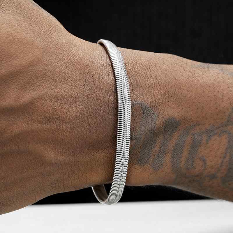 ブレスレット ストリート ヒップホップ ローライダー キラキラ アクセサリー 男性 女性 スネーク ボーン チェーン ファッション シルバー 厚手 ハイエンド 非アレルギー 重厚感 カジュアル