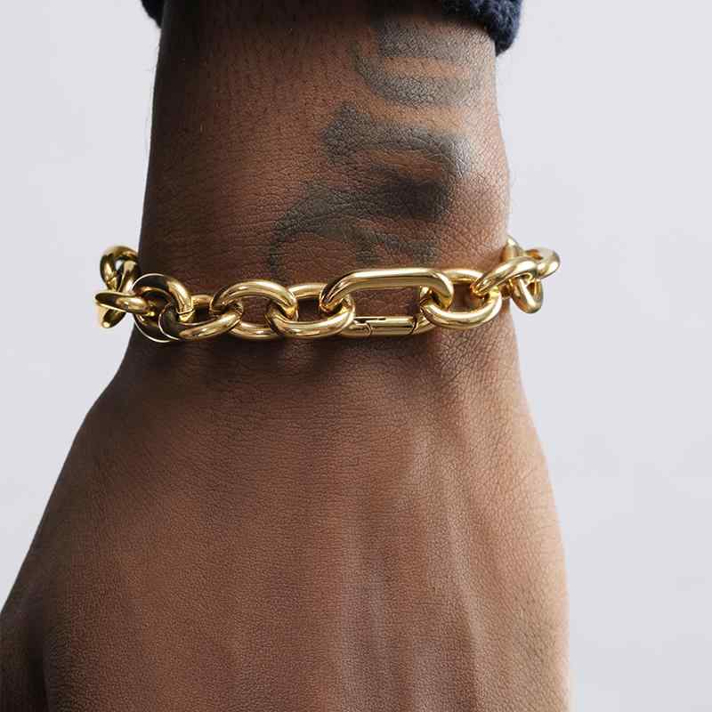 ブレスレット ストリート ヒップホップ ローライダー キラキラ アクセサリー メンズ ゴールド チタン鋼 パンク 個性 厚手 スタイル O型 リング ハイエンド カジュアル