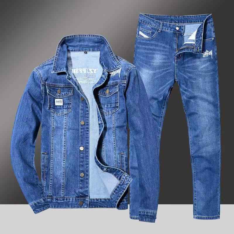 ジャケット パンツ ズボン デニム ジーンズ おしゃれ ファッション カジュアル セットアップ ストリート アメリカン 春秋 メンズ 大きいサイズ 韓国 スリムフィット
