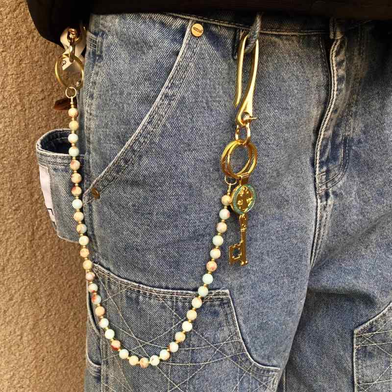 財布 ウォレット チェーン メンズ レディース チェーン ウエスト レトロ デニム パンツ アクセサリー ゴールド 個性 キー ファッション