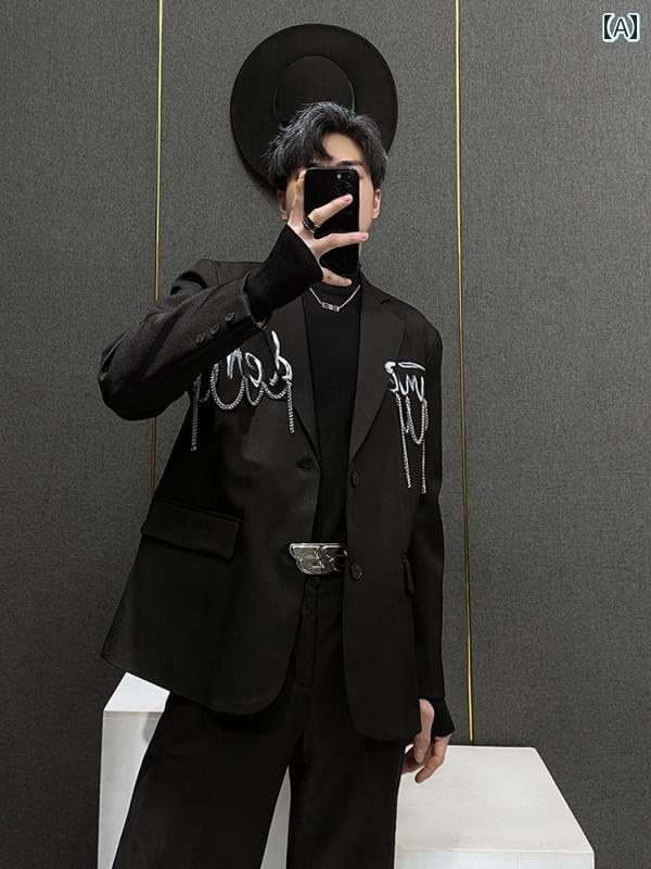 黒いこと 背広 上衣 メンズ 韓国 表現スタイルな  吹き付ける ペンキ塗り 背広 とっ始め