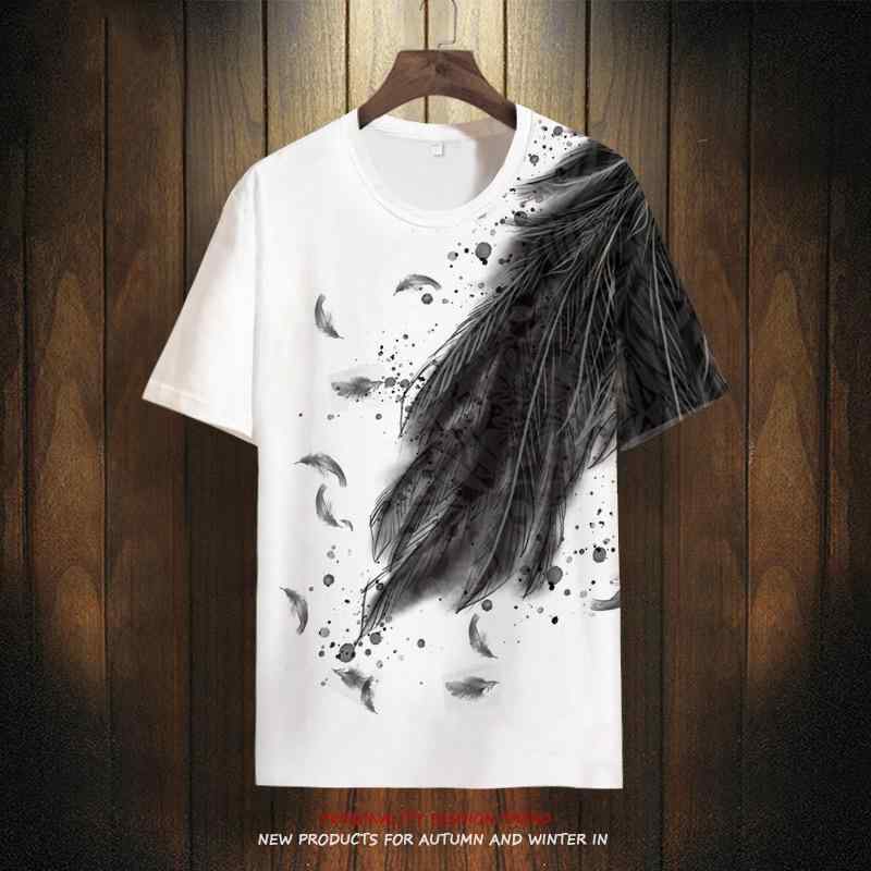 ノースリーブ メンズ 半袖 Tシャツ プリント 薄手 タンクトップ 快適 大きい プラスサイズ 羽 ユニセックス