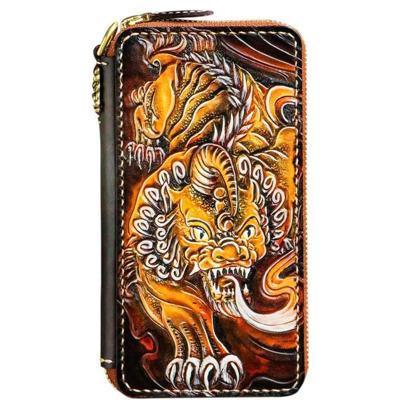 長財布 貔貅 神獣 スマフォ ウォレット 牛革 ファスナー 財布 革 ラウンドファスナー カード ジッピーウォレット チャイナテイスト 11,082円