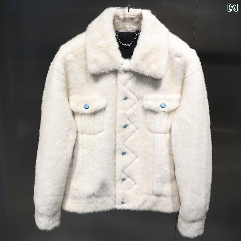 ジャケット ボア もこもこ メンズ カジュアル アウトドア レジャー おしゃれ アウター 厚手 スリムフィット 冬 長袖 シングルブレスト ポケット 暖かい 13,398円