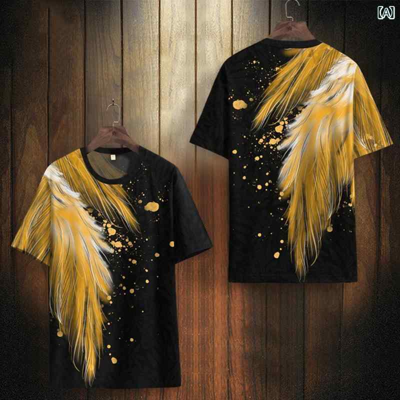 Tシャツ 欧米風 高級感 冷感 メンズ トップス ウィング 半袖 夏 薄手 デザイン 大きいサイズ カジュアル スポーツ