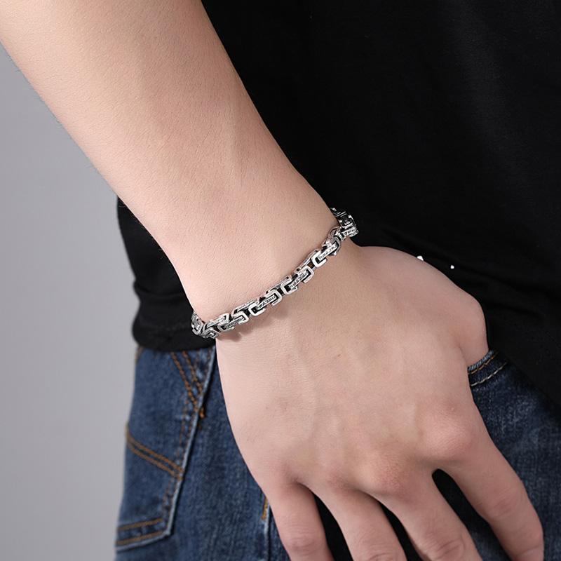 六字真言 ブレスレット 仏教 アクセサリー シルバー チェーン ブロック 彫刻 ドラゴン 経典 マントラ カップル ペア ギフト プレゼント お守り エスニック クラシック モダン シック|Hanbok Home