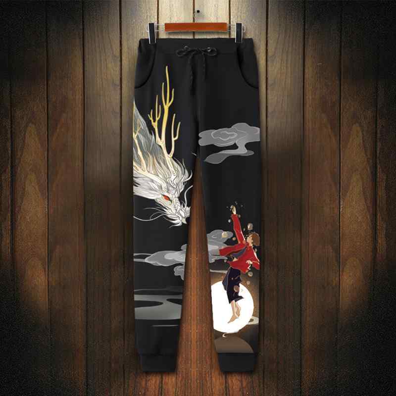 ボーイズ メンズ ジョガーパンツ スウェットパンツ ジャージ 龍 ドラゴンプリント チャイナ風 大きいサイズ 春秋 裏起毛 カジュアル 普段使い 休日 スポーツ アウトドア ホームウェア