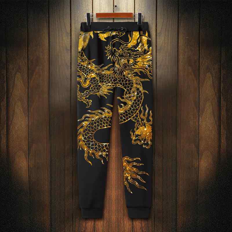メンズ ジョガーパンツ スウェットパンツ ドラゴンプリント 龍 ジャージ チャイナ風 大きいサイズ 春秋 裏起毛 カジュアル 普段使い 休日 スポーツ アウトドア ホームウェア