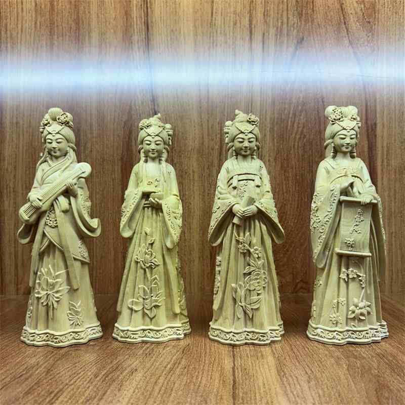 インテリア 小物 木製 おしゃれ 装飾品 四大美人 ツゲ 彫刻 置物 無垢材 室内 芸術 フィギュア 木彫り 高級感 デコレーション 置物 プレゼント クラシック 13,986円