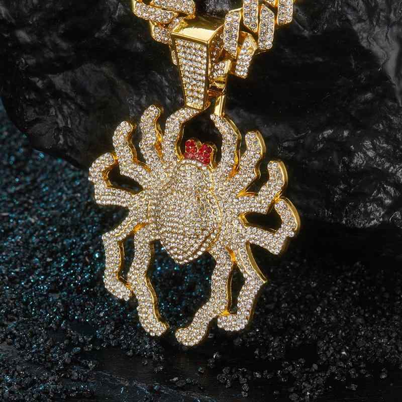 ネックレス ラッパー アメリカン クール ヒップホップ 高級感 おしゃれ スパイダー クモデザイン ラインストーン レトロ アクセサリー ペンダント