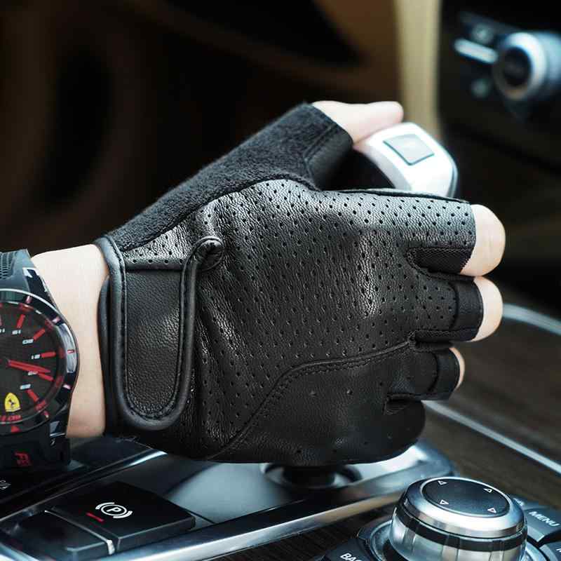 グローブ なめし革地球儀 格好のいい 運転 付属品 メンズ 運動競技 アウトドア なめし革 二分の一手の指 自動二輪車 格好のいい レディース 手持ち部分 防風