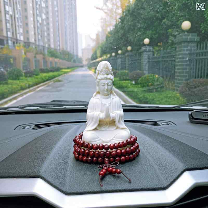 観音様 車 装飾品 車内 仏像 置物 高級 飾り 仏教 平和 菩薩 彫刻 祈る手 祈り 蓮の花 ビーズ 石 ストーン ブレスレット 開運 無事故 安全祈願 カラフル 個性的