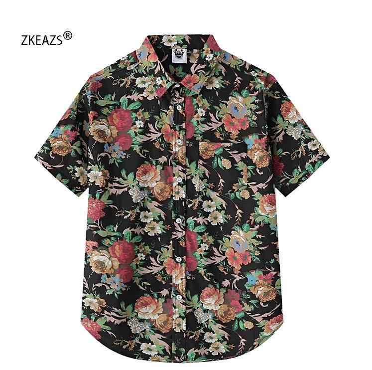 柄シャツ 綿 メンズ 半袖 花柄 シャツ トップス アジアン スタイル レトロ ファッション ローズ 薄手 快適 個性 リゾート カジュアル エレガント スタイリッシュ おしゃれ モダン｜Hanbok Home
