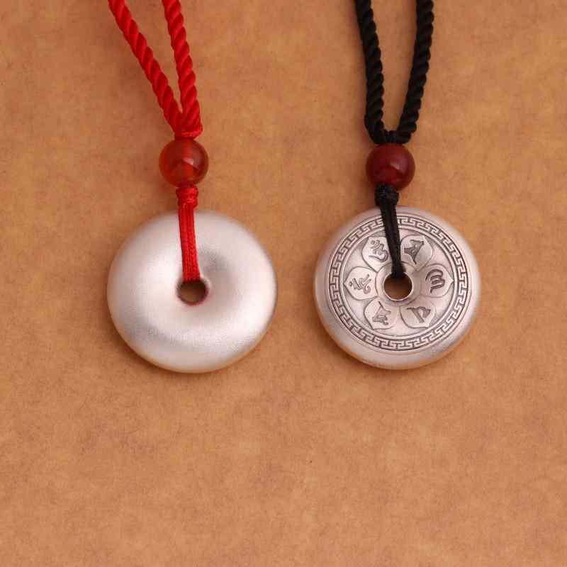 銀 9999 六字真言 マントラ ピース バックル ペンダントトップ メンズ レディース ユニセックス 工芸品 アクセサリー 装飾 ギフト お守り スピリチュアル