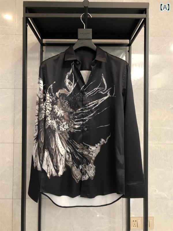 メンズ プルオーバー 長袖 トップス 白 黒 鷲 鷲 柄 刷り上げる 今めかしい 美術 絵の具 芸術風 冷感 飛び切り感 ドレープ 今めかしい か細い相応う ラグジュアリー 特殊 心地好い