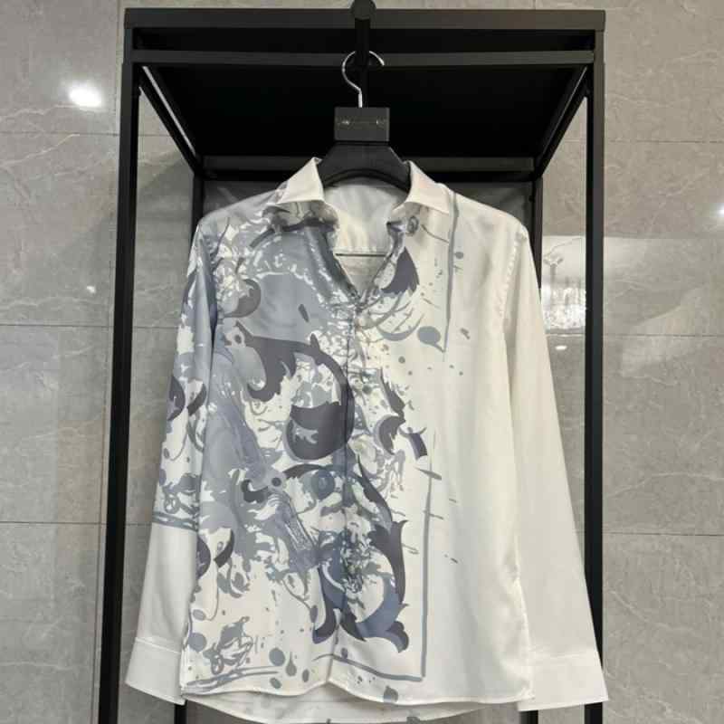 メンズ プルオーバー 長袖 トップス 刷り上げる 雅びやか 白 黒 ２色 今めかしい 絵の具 薄薄墨色 薄青 作物青写真 冷感 木目細か 御前上等感 今めかしい 好いたらしい か細い填まる ドレープ 今めかしい