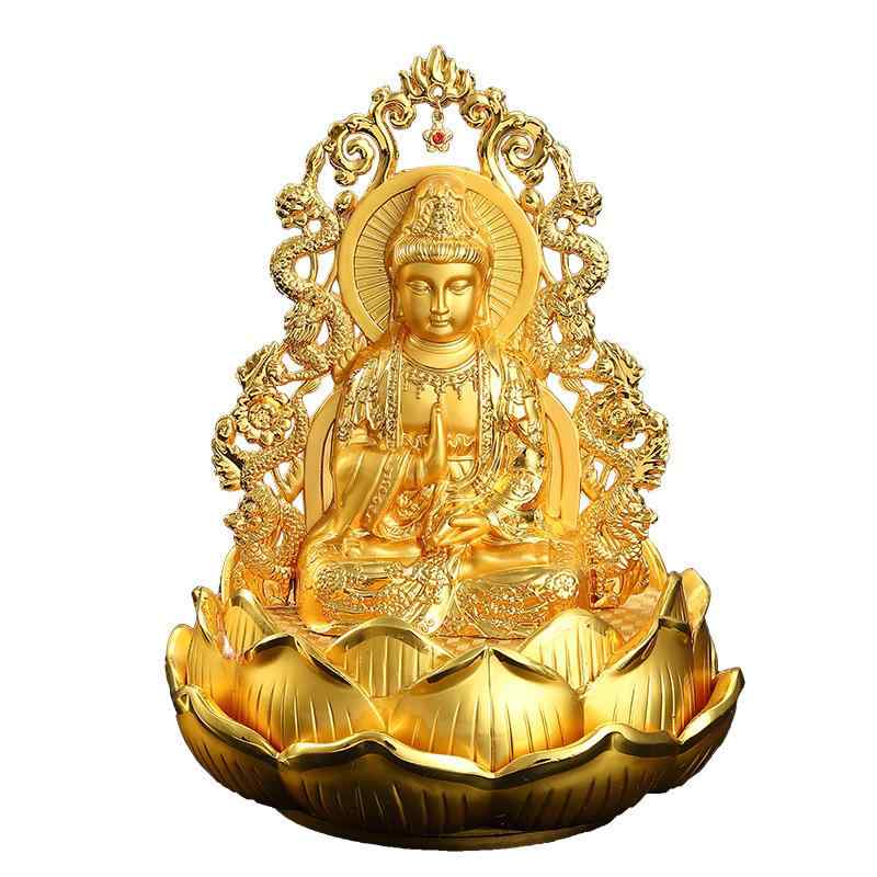 観音菩薩 置物 小物 飾り 仏様 観音 菩薩 華やか 仏像 守護 像 装飾品 車内 装飾 華やか 造園 ゴールド 金 お守り 見守って 仏教 開運 お祈り インド 和 玄関 ゴージャス 古風 レトロ