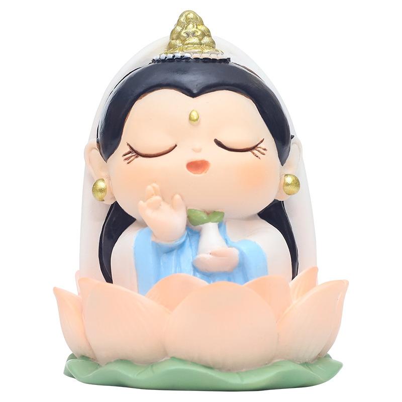 置物 小物 ミニ かわいい 癒し 効果 ホーム 財神 装飾品 飾り ハッピー 関公 趙公明 福 開運 フェアリー 装飾品 仏珠 菩薩 デスク インテリア 車 二頭身 キャラ ポップ 仏教 神さま|Hanbok Home