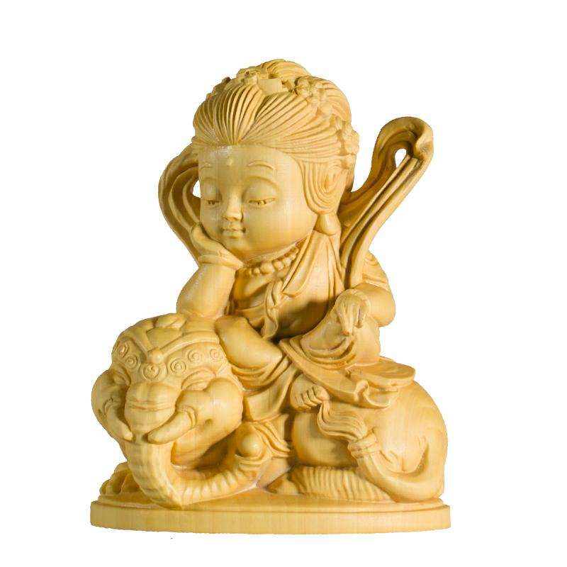 置物 小物 仏教徒 大仏 清 つげ 木 ウッド 彫刻 ゾウ 象 装飾品 像 文殊 菩薩 普賢 菩薩 天女 家庭用 飾り 安全 確保 安全祈願 車 古風 レトロ 明王 天 神さま