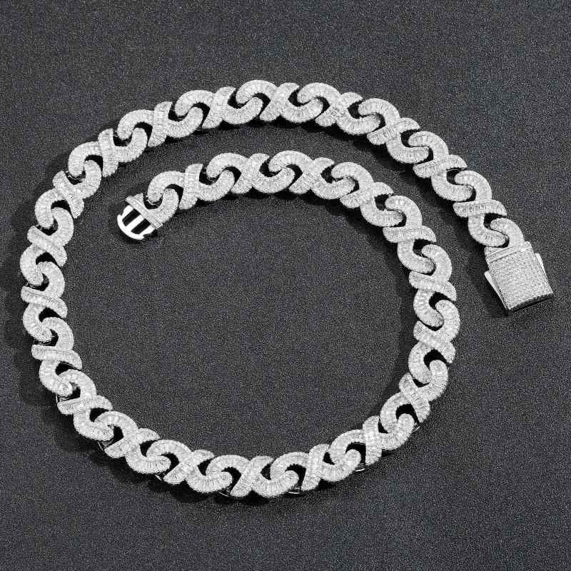 ネックレス HIP HOP ジュエリー ユニセックス アメリカ ヒップホップ フル ジルコン 8 Tスクエア 12 mm セット キューバ チェーン メンズ レディース ジュエリー ゴールデン カップル