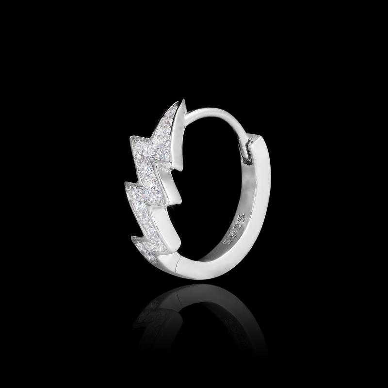 ピアス ラインストーン メンズ ヒップホップ イナズマ モダン カジュアル リング ストリート トレンド ファッション アクセサリー ユニセックス 片耳 ペア シンプル